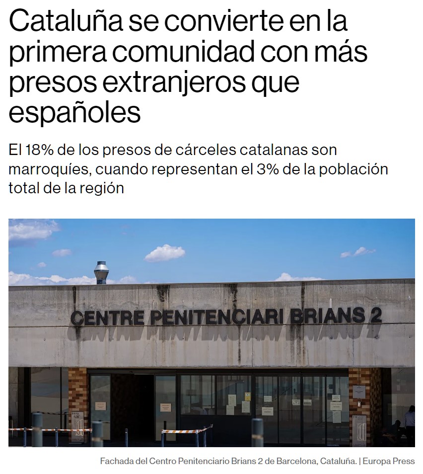 Cataluña se convierte en la primera comunidad con más presos extranjeros que españoles.