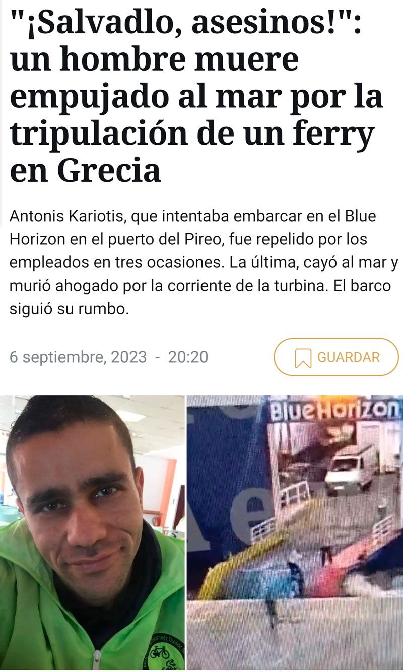Trágica muerte en el puerto del Pireo: no permitieron subir al ferry a un hombre, y se ahogó