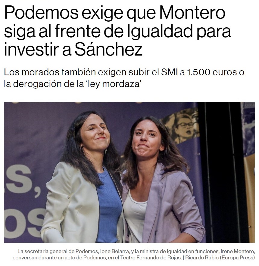 Podemos exige que Montero siga al frente de Igualdad para que PDRO sea presidente