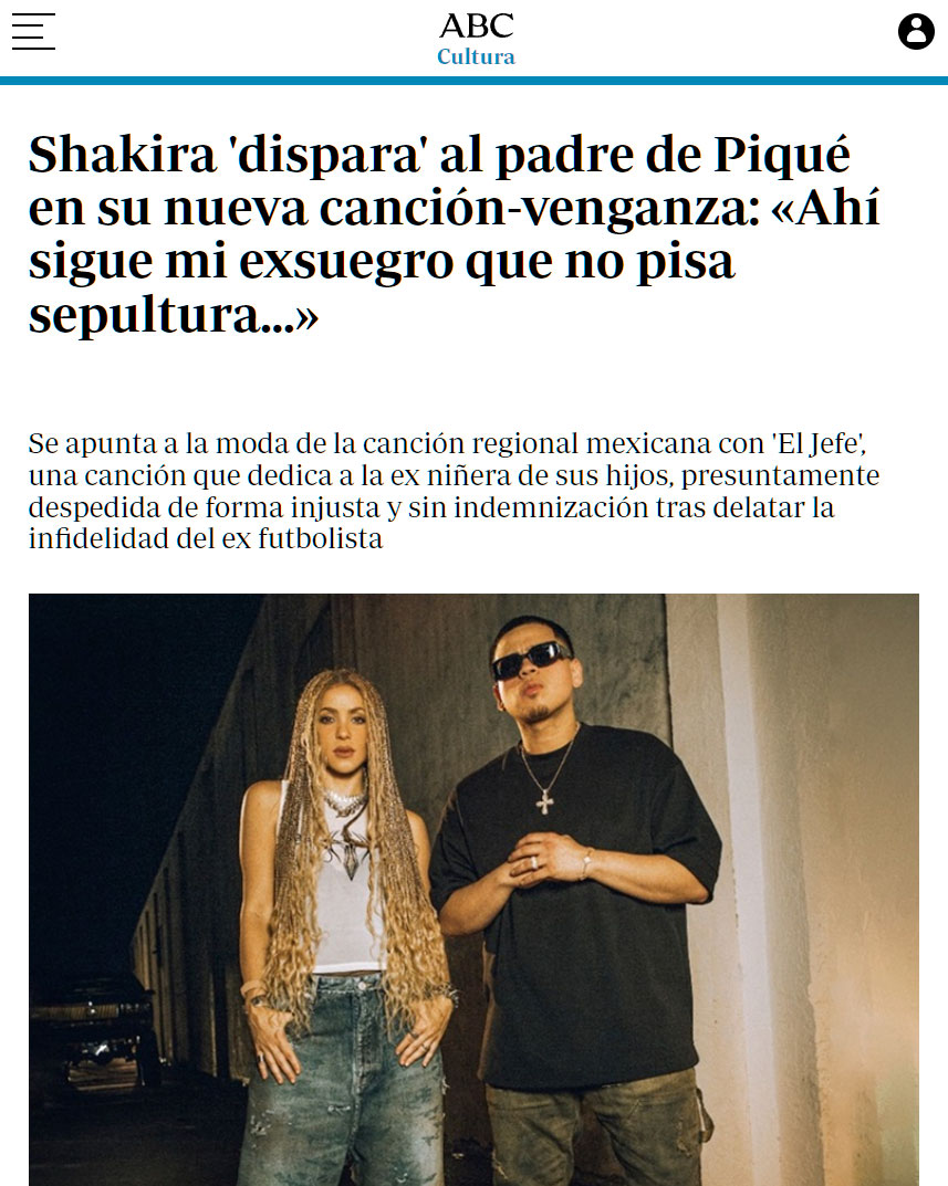 La nueva canción de Shakira vuelve a tirarle pullas a Piqué: ahora le toca a su padre.