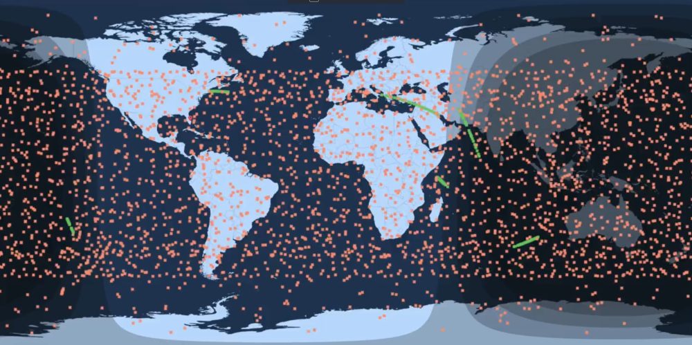 Todos los satélites Starlink ahora mismo alrededor de la Tierra.