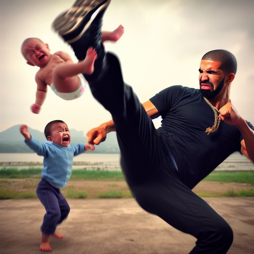 La IA de bing no te deja generar imágenes con famosos, pero por algún motivo el único con el que si te deja es con drake