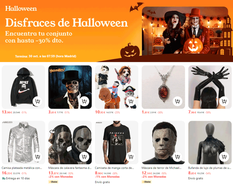 Campaña Truco o Trato de AliExpress | Hasta 50% de descuento.