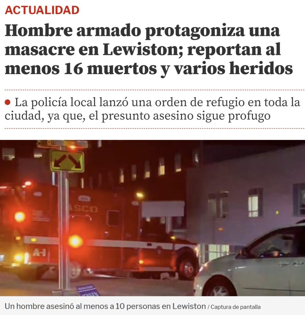 Un tipo armado con una AR-15 se ha cargado ya a 16 personas en Maine