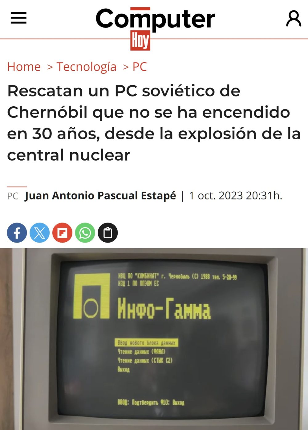 Arrancan un ordenador soviético de Chernóbil que llevaba 30 años abandonado