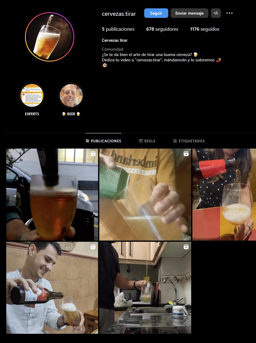 Un finolier inspirado por la cuenta de Instagram de 'Piedras Tirar' crea CERVEZAS TIRAR. Una cuenta dedicada al noble arte de tirar una buena caña.