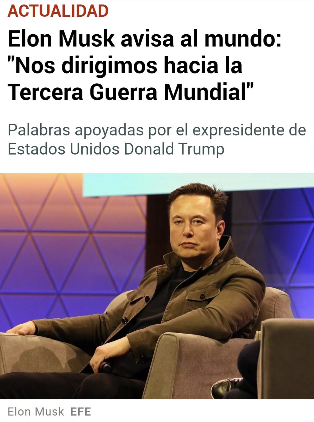 Musk teme que estemos a las puertas de la Tercera Guerra Mundial