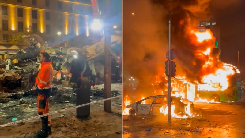 Así está Dublín, Irlanda, tras las protestas violentas de ayer debidas al apuñalamiento de 5 personas en una escuela, 3 de ellos niños, por parte de un inmigrante de origen argelino.