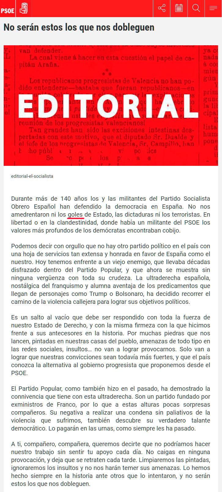 Esta es la lectura que hace el PSOE tras intentar formar gobierno con votos conseguidos con grandes mentiras, tras regalar miles de millones al independentismo, y después de pactar más desigualdad entre españoles.