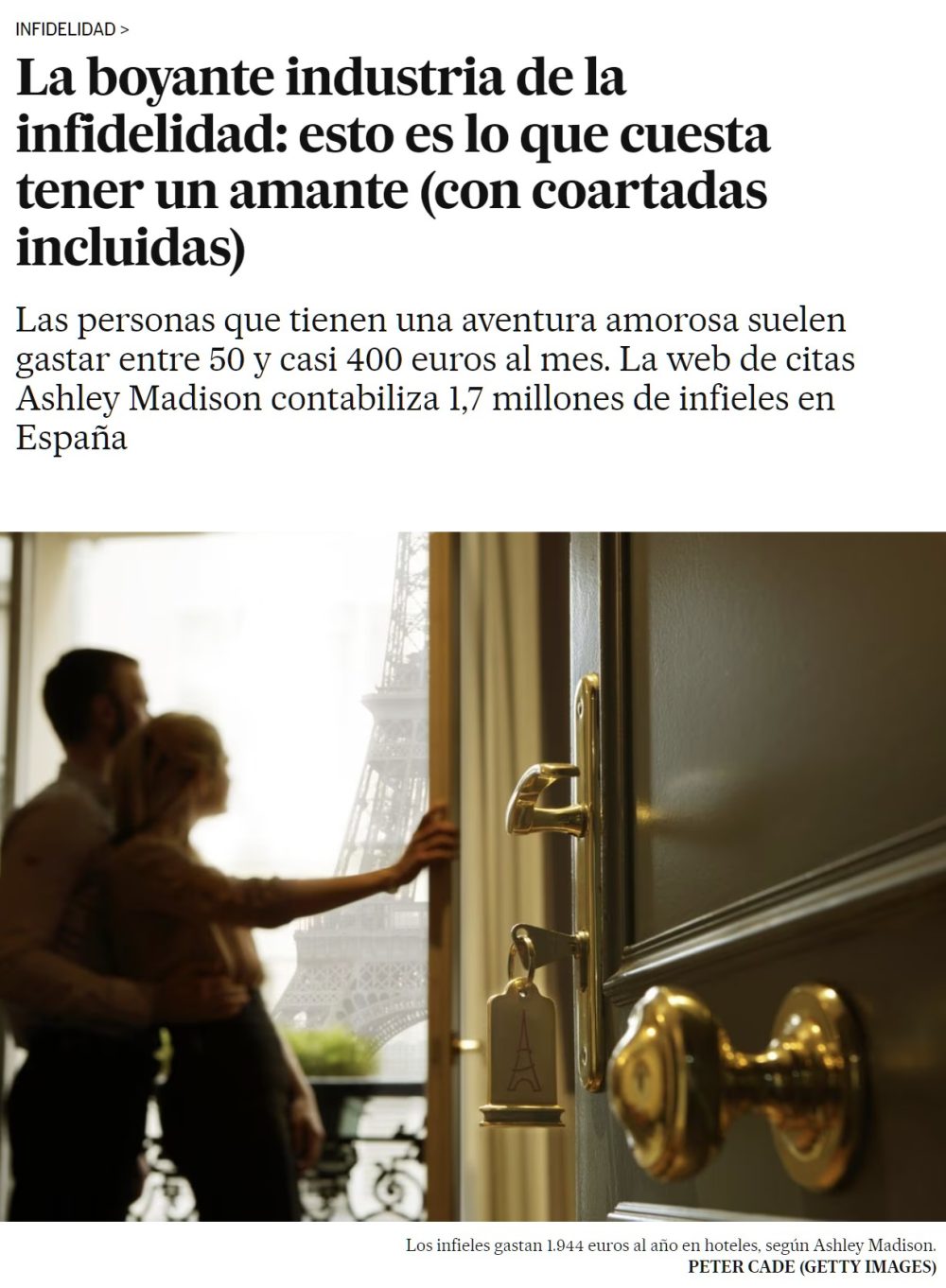 Ashley Madison contabiliza que hay 1,7 millones de infieles en España