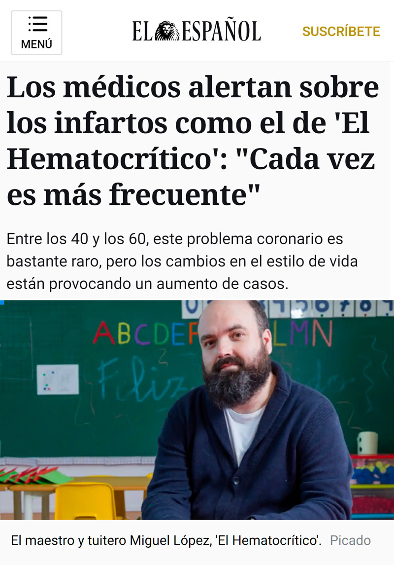 Cada vez hay más infartos y nuestros hábitos cada vez más sedentarios tienen mucho que ver
