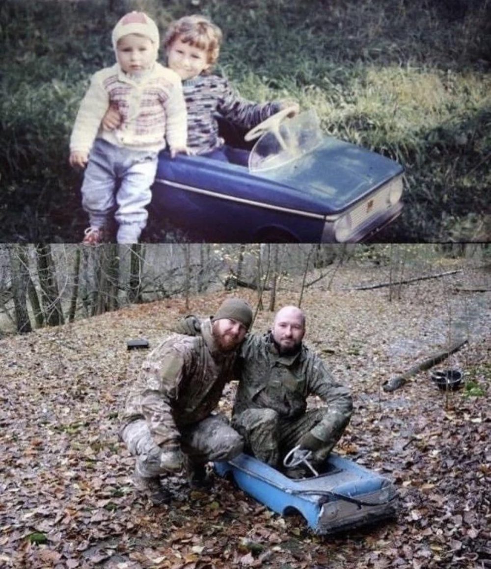 Dos hermanos regresan a su coche de juguete 30 años después de abandonar Pripyat debido al desastre nuclear de Chernobyl en 1986.