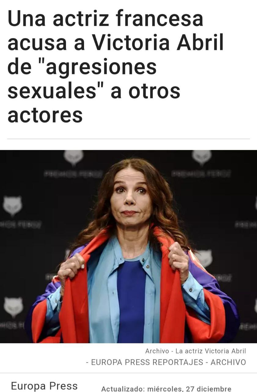 Una actriz francesa acusa a Victoria Abril de abusar de otros actores
