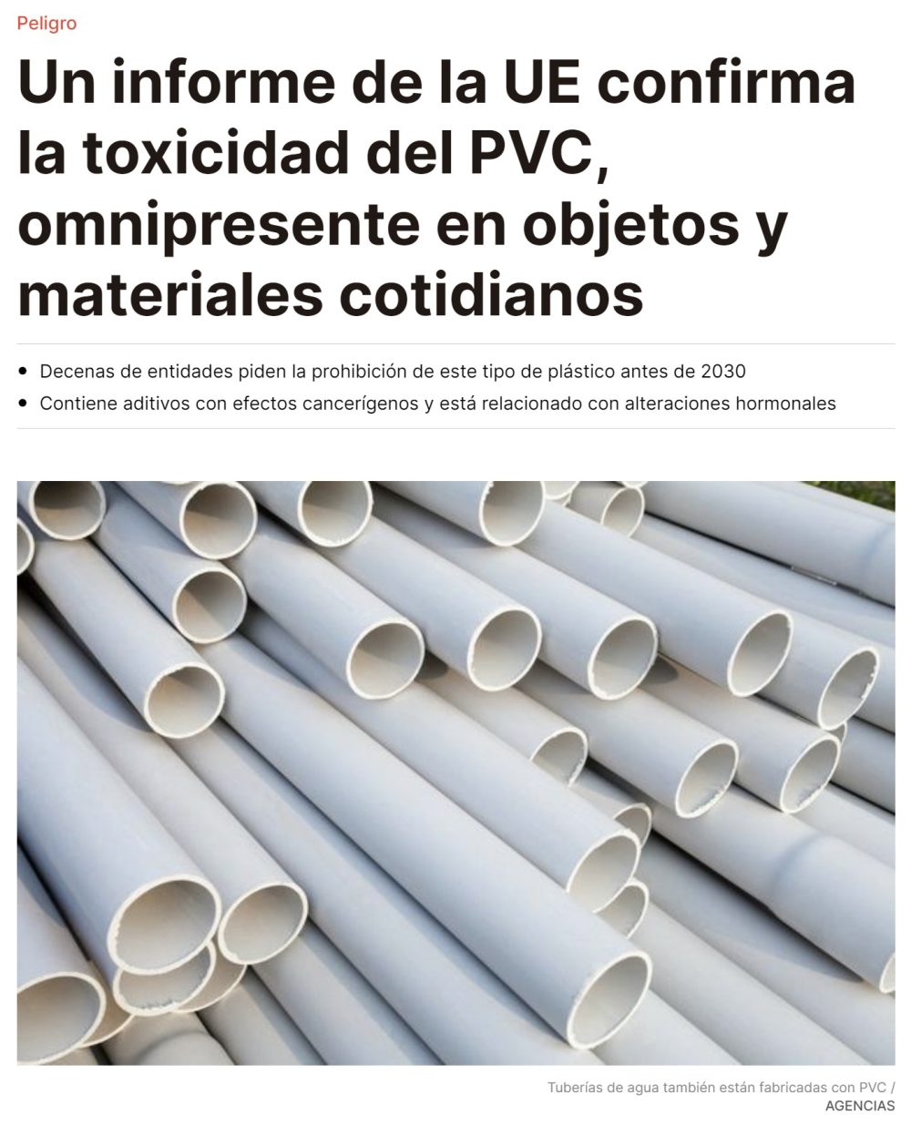 Piden eliminar el PVC antes de 2030 porque han descubierto que es TURBOTÓXICO