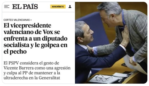 A la izquierda, el titular de El País. A la derecha, la realidad