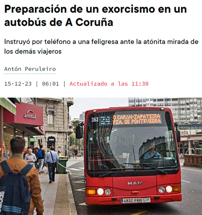 Exorcismo en un autobús de A Coruña