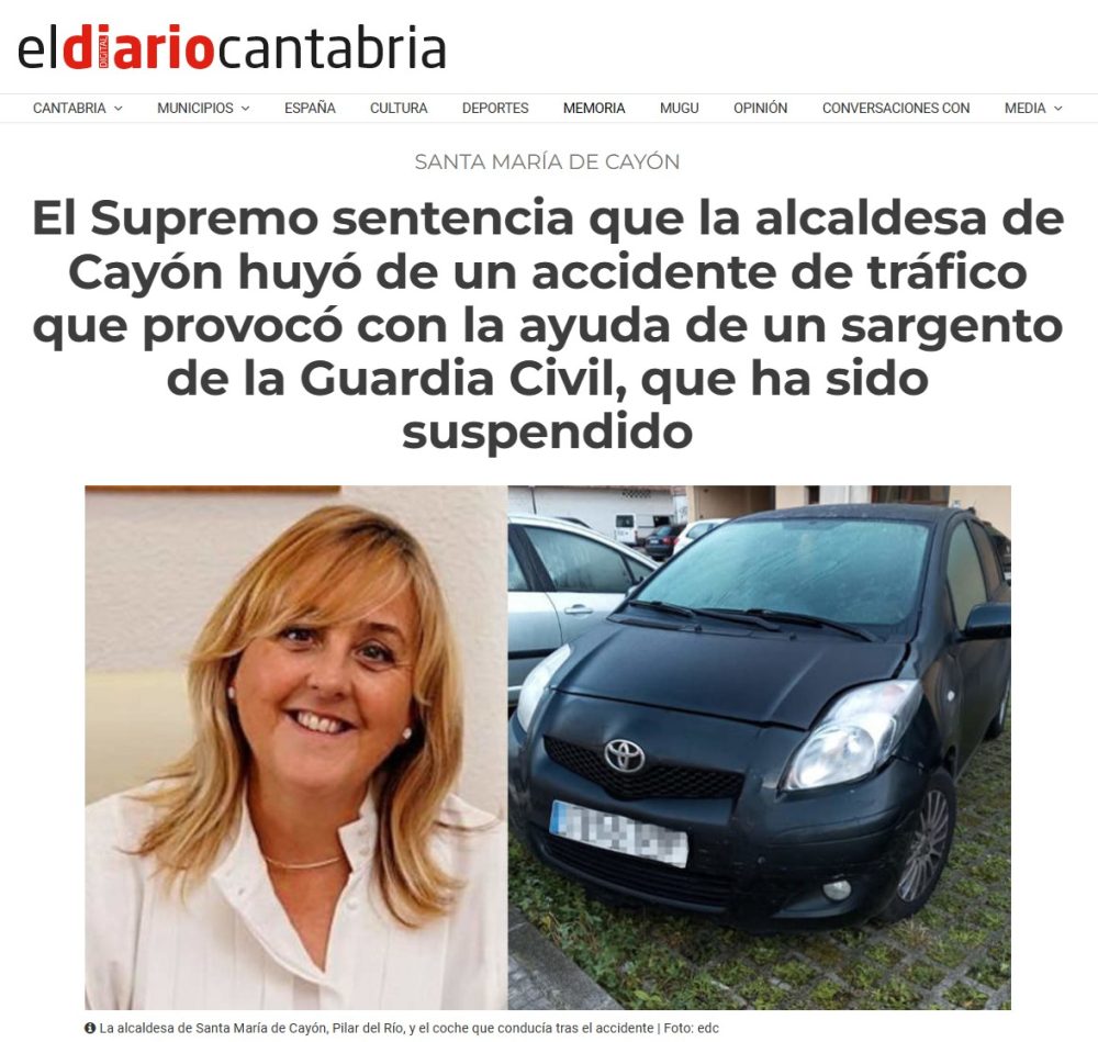 Pillan a la alcaldesa de un pueblo de Cantabria intentando escurrir el bulto tras provocar un accidente