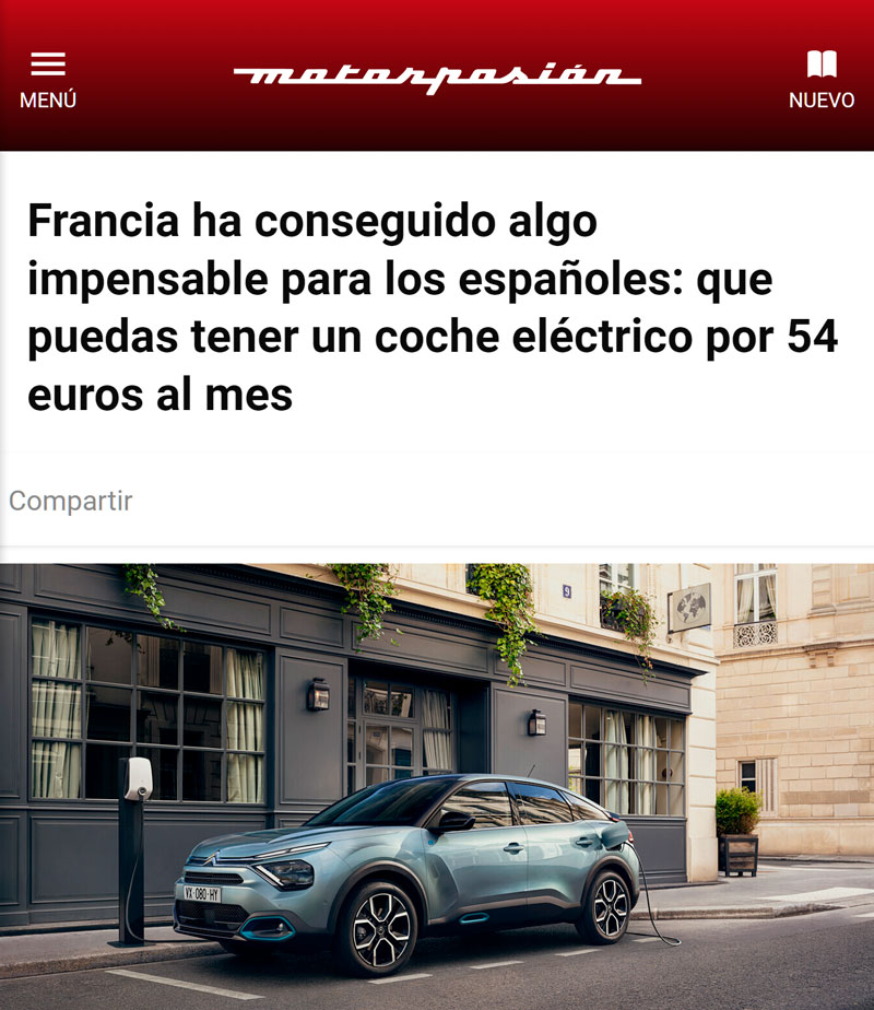 Francia acaba de hacer oficial un leasing social para coches eléctricos por tan sólo 54 euros al mes