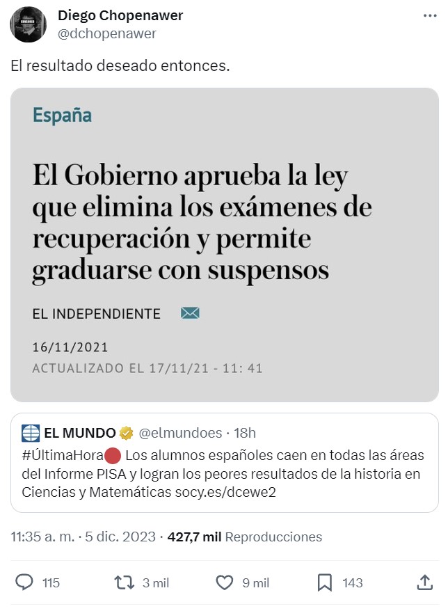 Los alumnos españoles caen en todas las áreas del informe PISA: peores resultados de la historia en Ciencias y Matemáticas