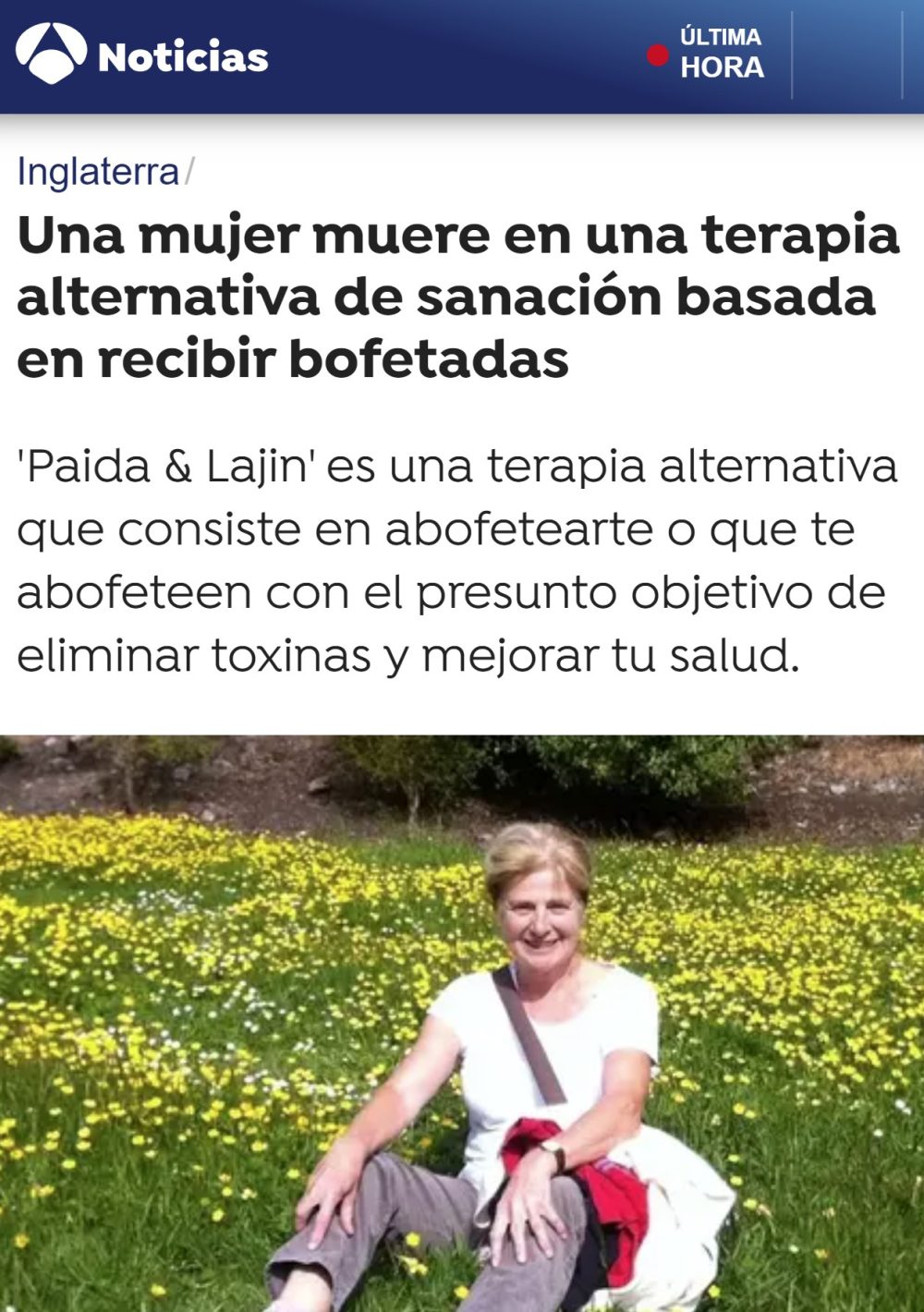 Una mujer muere tras contratar una terapia de sanación basada en tortazos