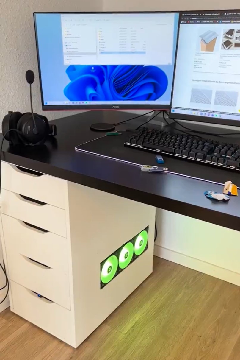 Se monta un ordenador gaming dentro de una cajonera de IKEA