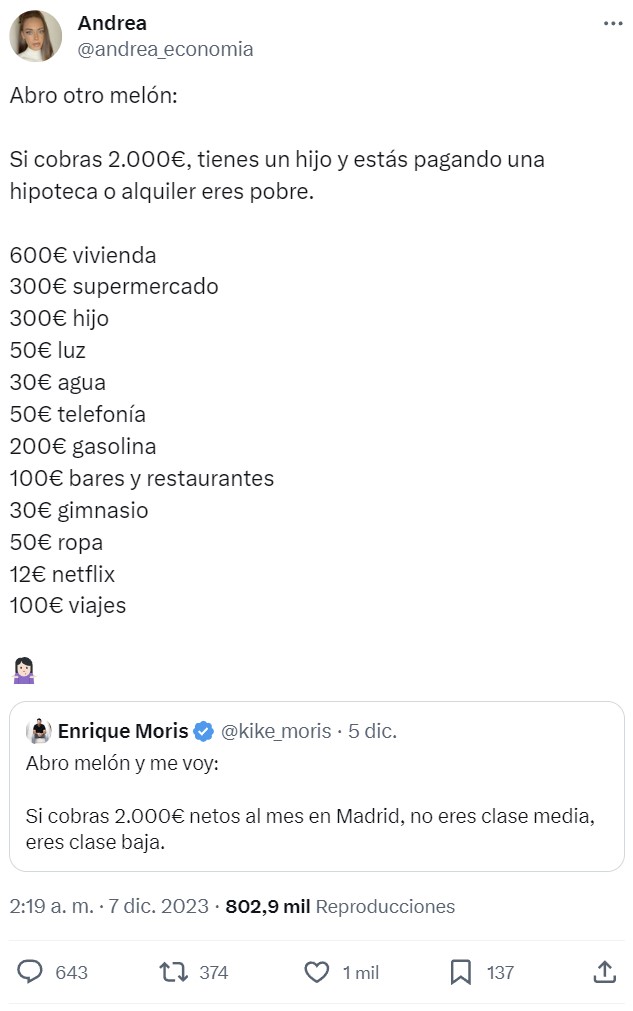 Si cobras 2000 euros teniendo un hijo... ¿Eres pobre?