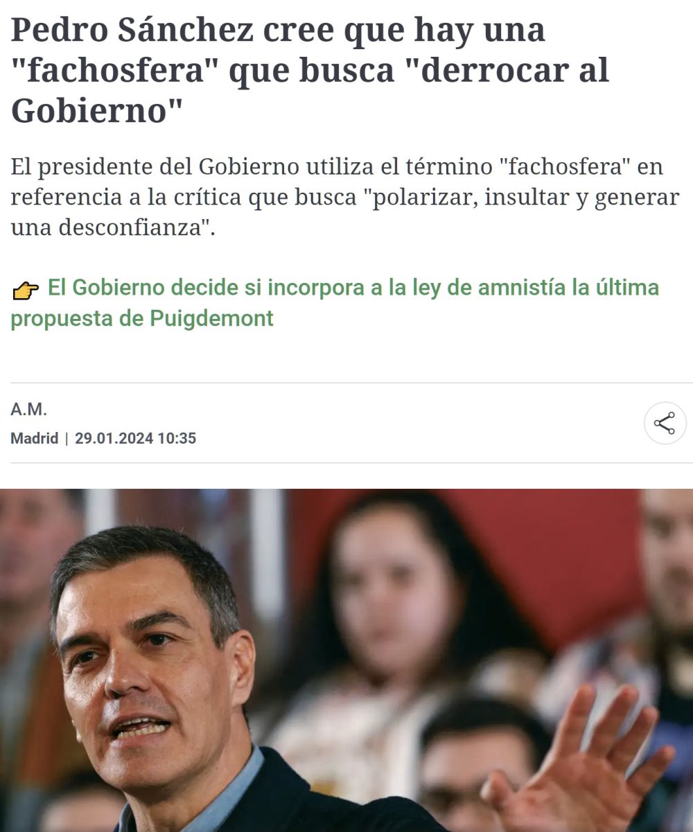 Ya está el bueno de pdro tirando alpiste para que "la fachosfera" llene las redes de tontuna.