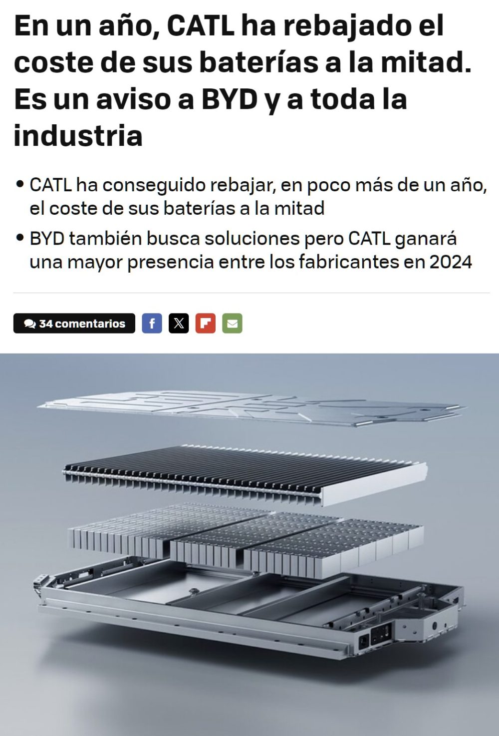 CATL ha rebajado el coste de sus baterías a la mitad en un solo año