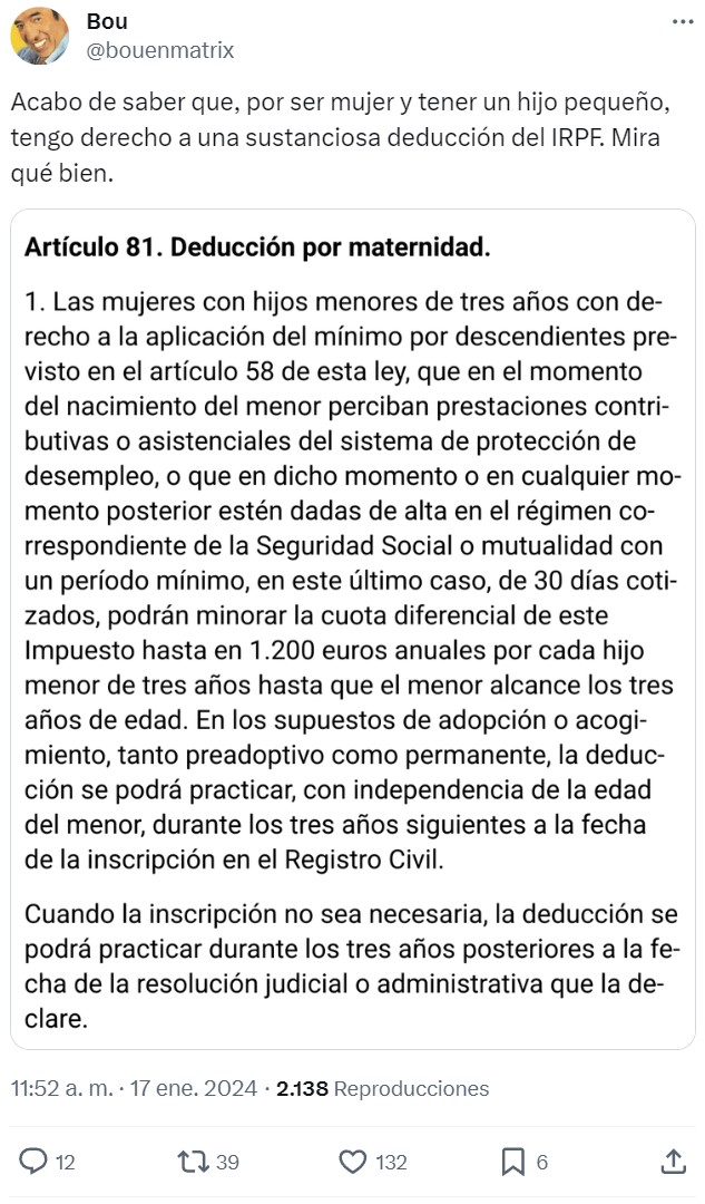 Si algún día se plantea volver a ser hombre en el registro... va a ser duro perder tanto privilegio.