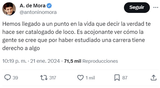 Una licenciada en periodismo se queja de que no encuentra un trabajo digno