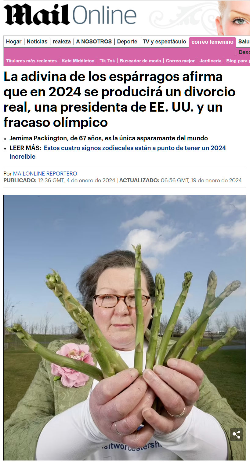 La única mujer que practica la esparragomancia vaticina grandes eventos este 2024