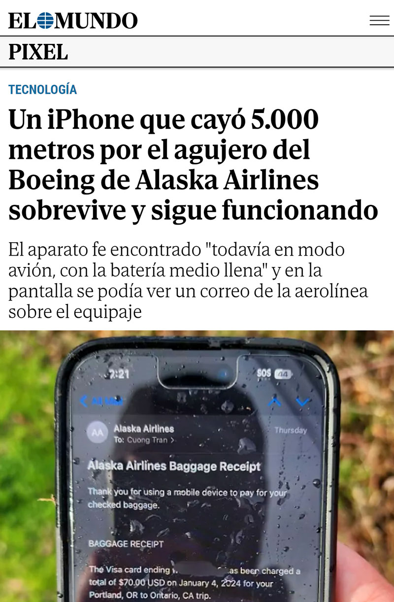 Un iPhone sobrevive a una caída de 5000 metros