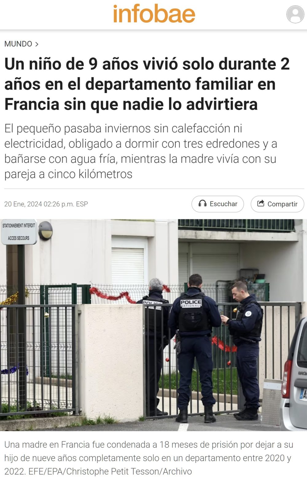 Un niño de 9 años de Angulema (Francia) ha vivido dos años sólo.