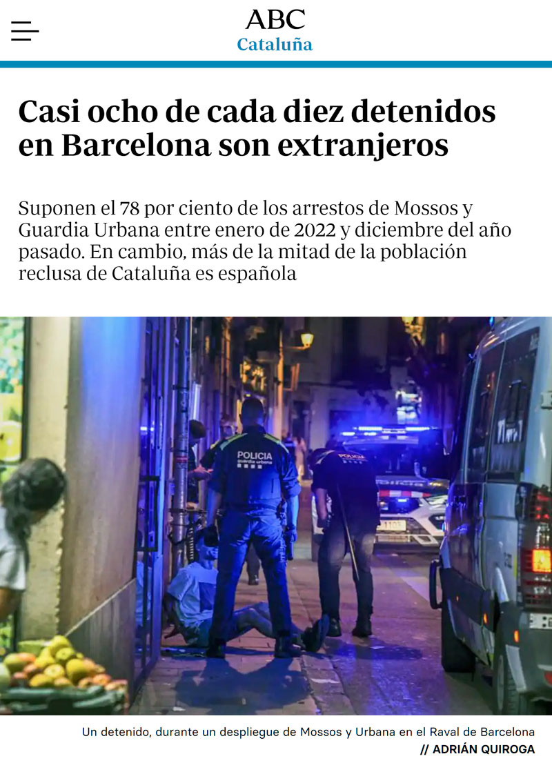 Estadísticas de extrema derecha: el 78% de los detenidos en Barcelona son extranjeros