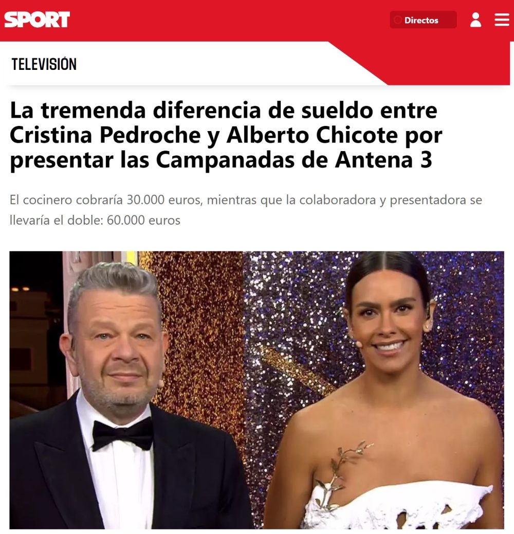 Chicote cobró 30.000 euros mientras que Cristina Pedroche se embolsó 60.000. Maldito techo de cristal...