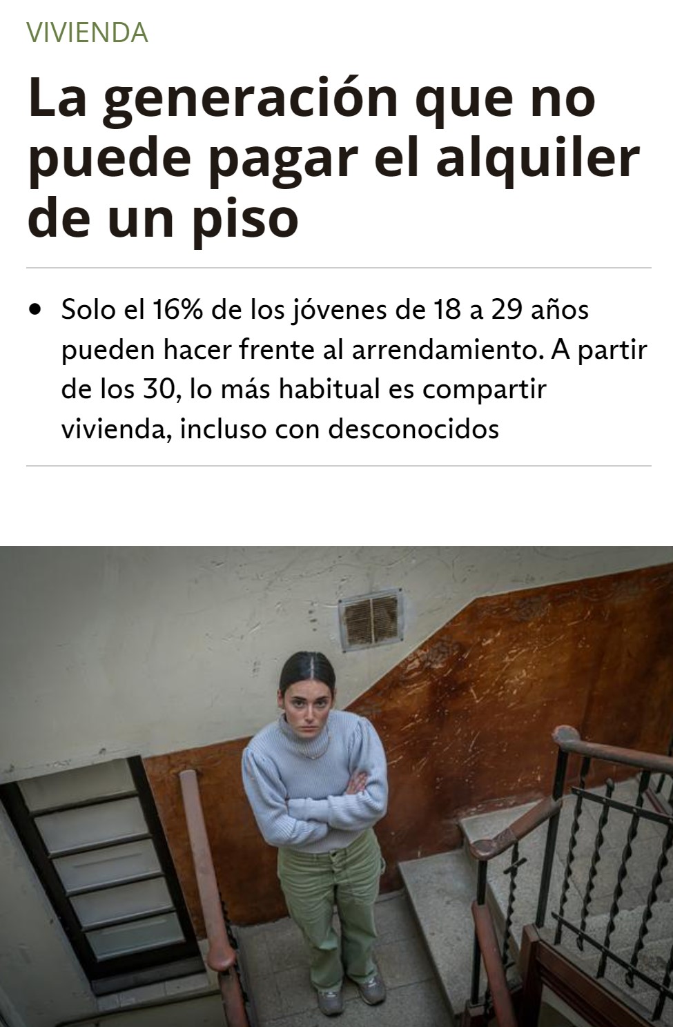 Solo el 16% de los jóvenes entre 18 y 29 años puede alquilar una vivienda