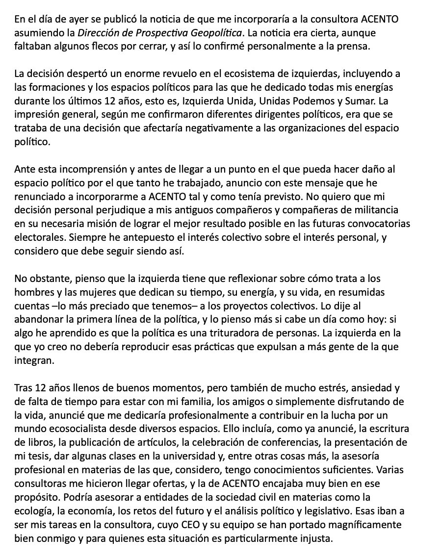 Alberto Garzón renuncia a incorporarse como consultor en la empresa de Pepiño Blanco