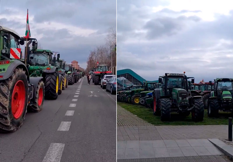 Cientos de tractores inundan las inmediaciones del Gobierno Vasco en Vitoria
