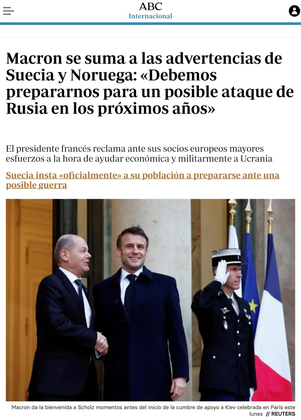 Macron advierte de un posible ataque de Rusia a Europa en los próximos años