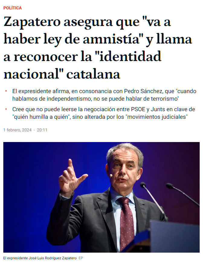 ZP ve brotes verdes de convivencia entre Cataluña y España