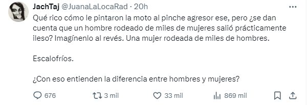 Una influencer mexicana se ofrece a pagarle la moto al chaval al que acorralaron en una marcha feminista.