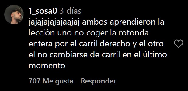Se juntaron el hambre (salir de la rotonda desde carril interior) y las ganas de comer (hacer toda la rotonda por el carril exterior).