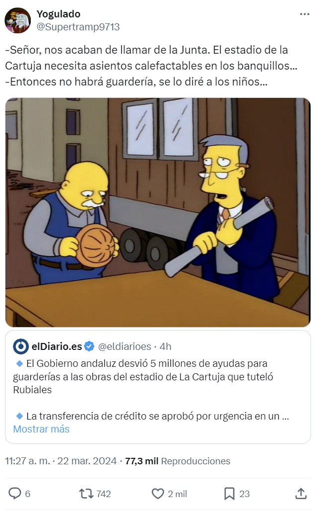 El Gobierno andaluz desvió 5 millones de ayudas para guarderías al estadio de La Cartuja.