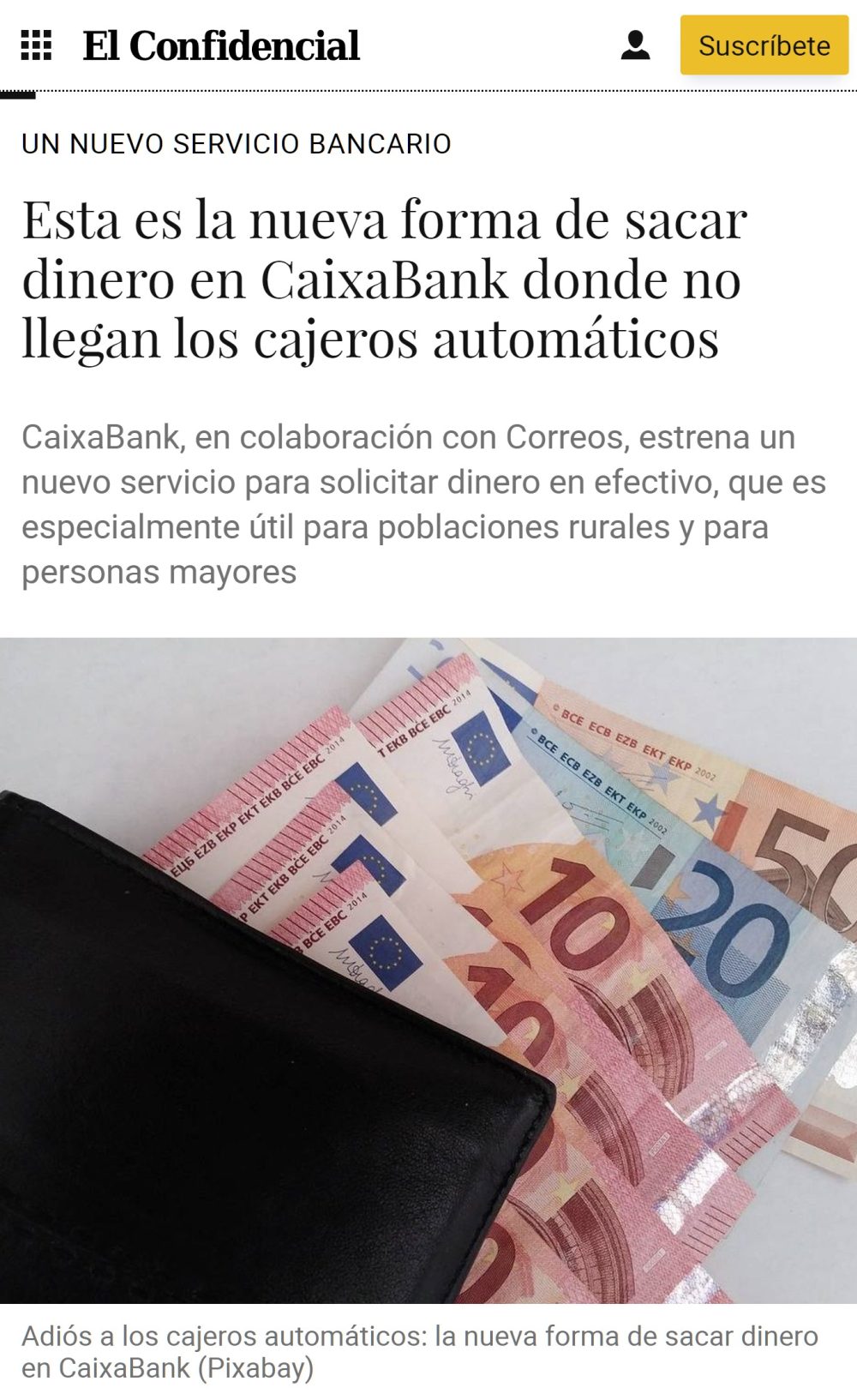 La nueva forma de sacar dinero en efectivo sin usar cajeros y A DOMICILIO. ¿Coste?: 7,15 euros por solicitud.