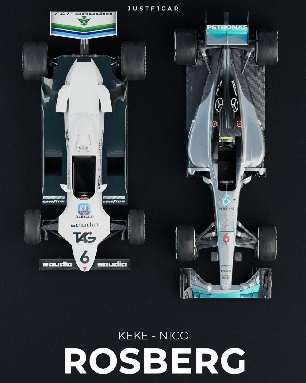 Diferencias de los monoplazas entre algunos pilotos y sus antepasados en la F1