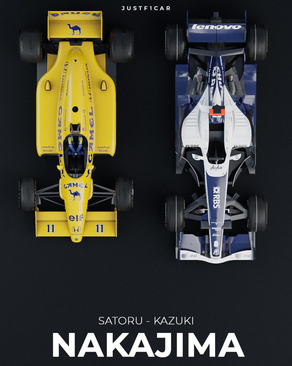 Diferencias de los monoplazas entre algunos pilotos y sus antepasados en la F1