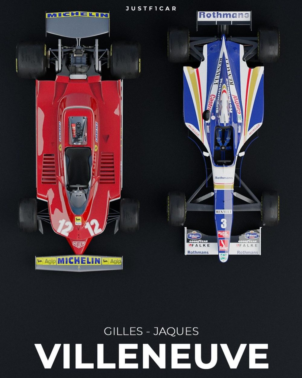 Diferencias de los monoplazas entre algunos pilotos y sus antepasados en la F1