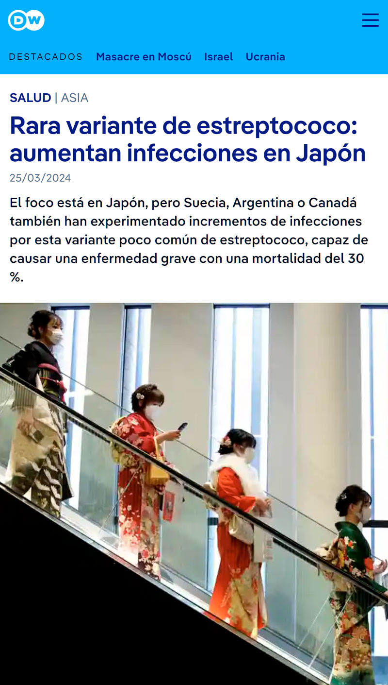 Una variante rara de estreptococo está infectando a mucha más gente de lo normal en Japón, Suecua, Argentina y Canadá.
