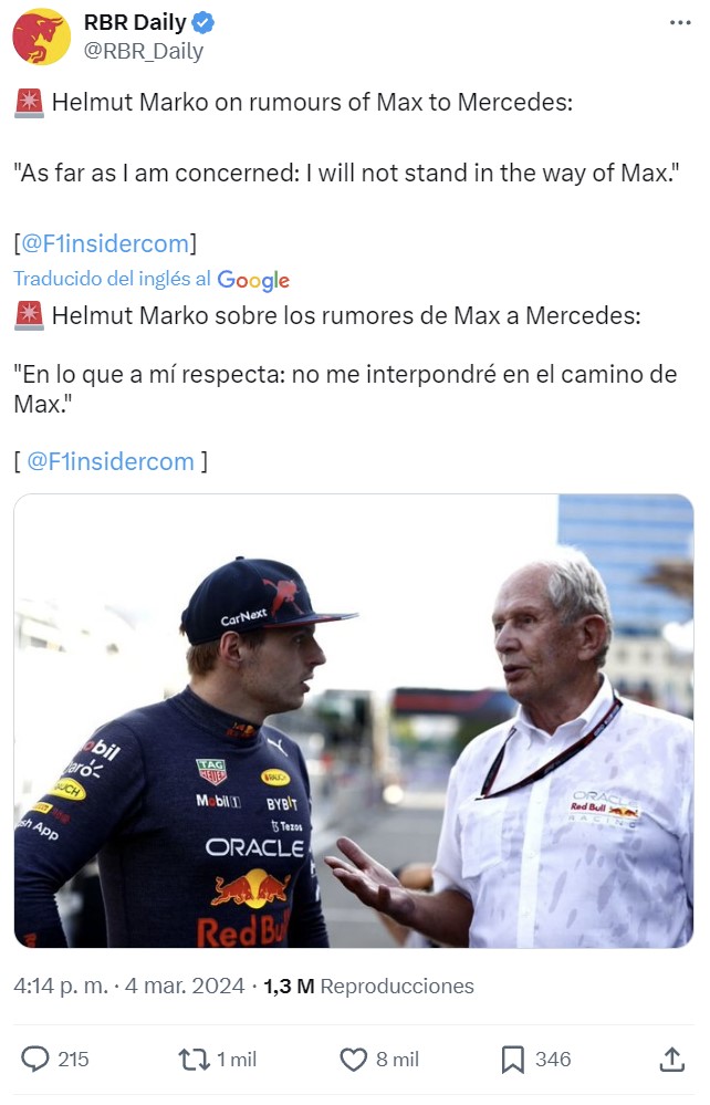 Gerhard Berger: "Tal como están las cosas: Horner se queda, Helmut Marko y Adrian Newey se van y Max se va a Mercedes"