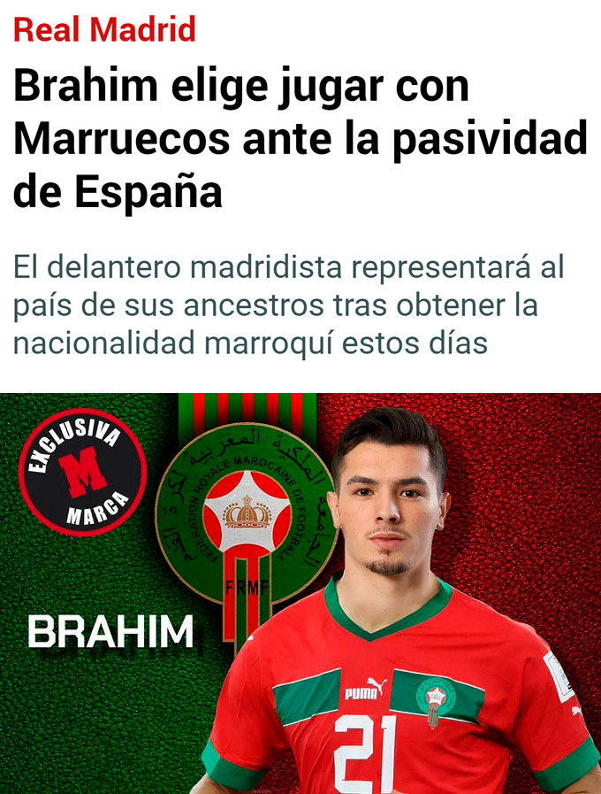 Brahim Díaz jugará con la roja... pero con la roja de MARRUECOS.